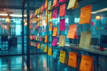Using agile methodology, Brainstorming in a tech start-up office